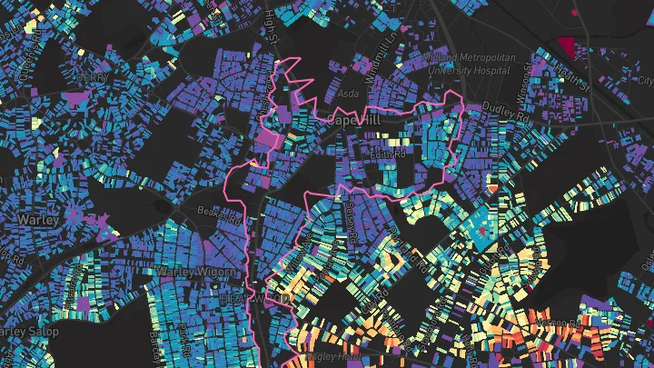 House price heatmap showing property values across Smethwick