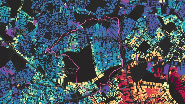 House price heatmap showing property values across Smethwick