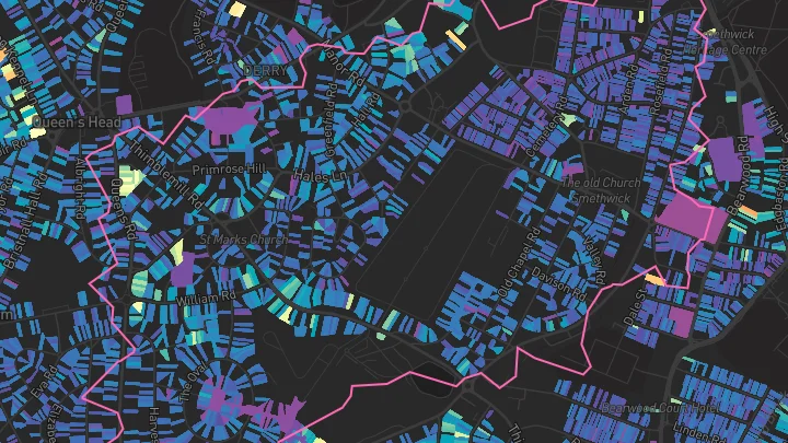 House price heatmap showing property values across Smethwick