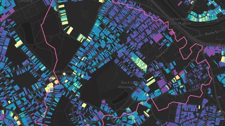House price heatmap showing property values across Smethwick
