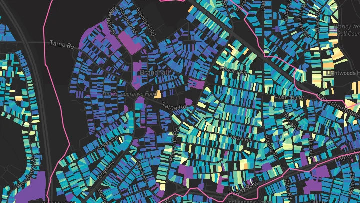 House price heatmap showing property values across Oldbury