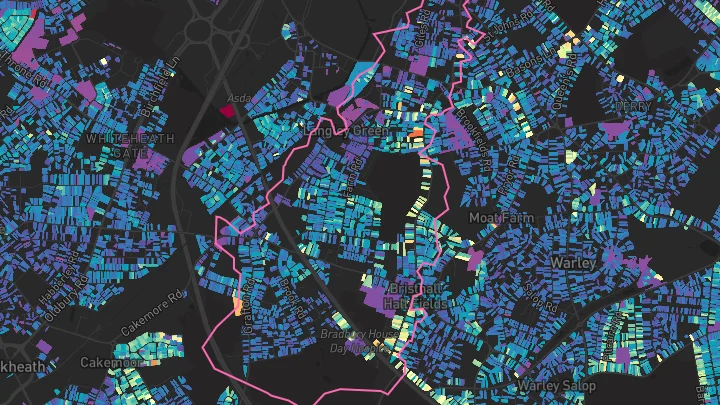 House price heatmap showing property values across Oldbury