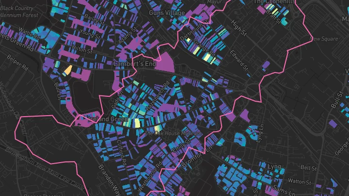 House price heatmap showing property values across West Bromwich