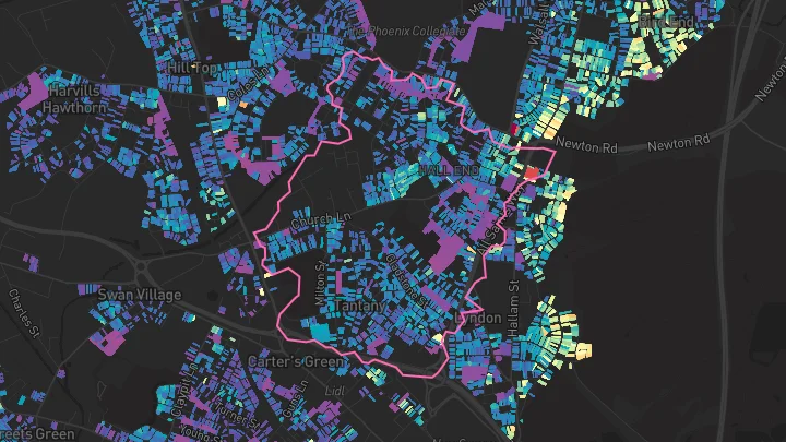 House price heatmap showing property values across West Bromwich