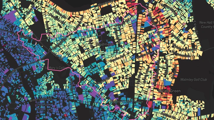 House price heatmap showing property values across Sutton Coldfield