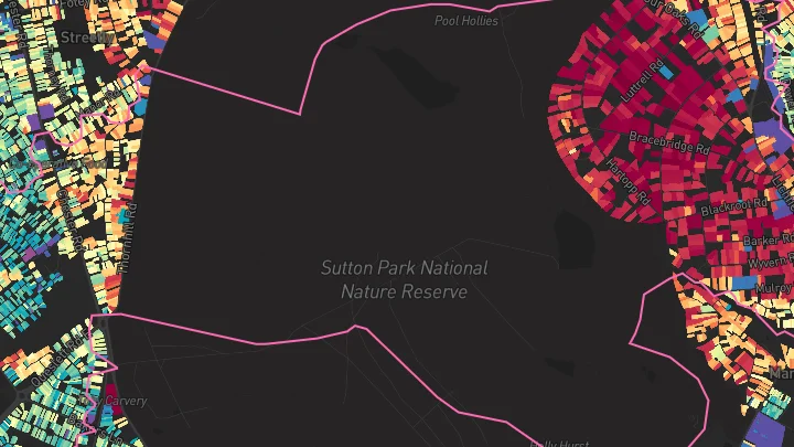 House price heatmap showing property values across Sutton Coldfield