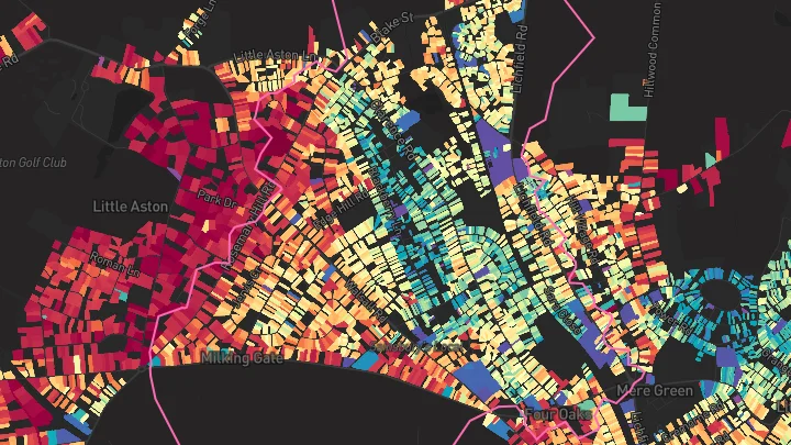 House price heatmap showing property values across Sutton Coldfield
