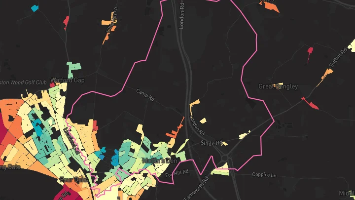House price heatmap showing property values across Sutton Coldfield