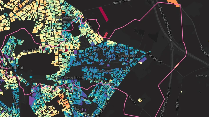 House price heatmap showing property values across Sutton Coldfield