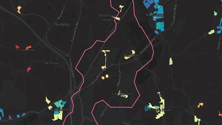 House price heatmap showing property values across Lea Marston
