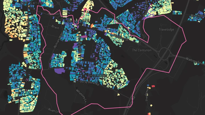 House price heatmap showing property values across Wilnecote