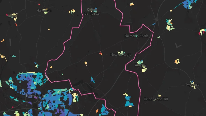House price heatmap showing property values across Warton