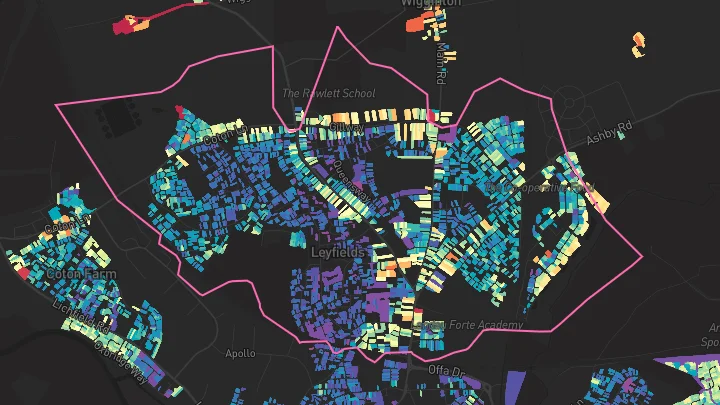 House price heatmap showing property values across Tamworth