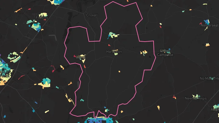 House price heatmap showing property values across Elford