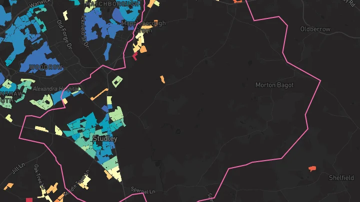 House price heatmap showing property values across Studley
