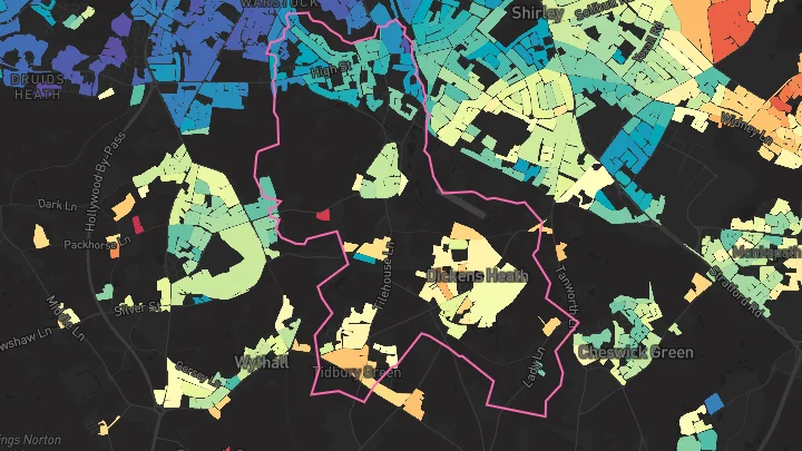 House price heatmap showing property values across Shirley