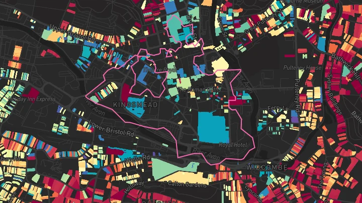 House price heatmap showing property values across Bath