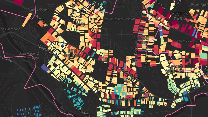 House price heatmap showing property values across Bath