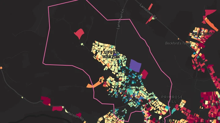 House price heatmap showing property values across Bath