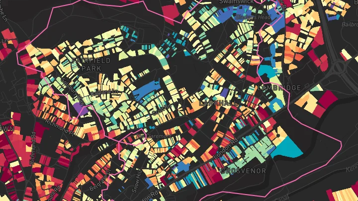 House price heatmap showing property values across Bath