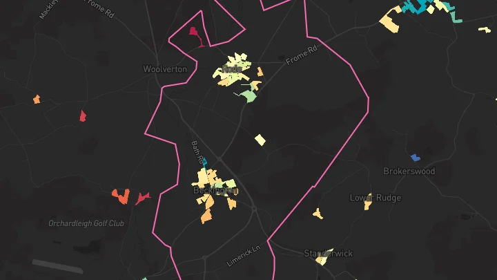 House price heatmap showing property values across Rode