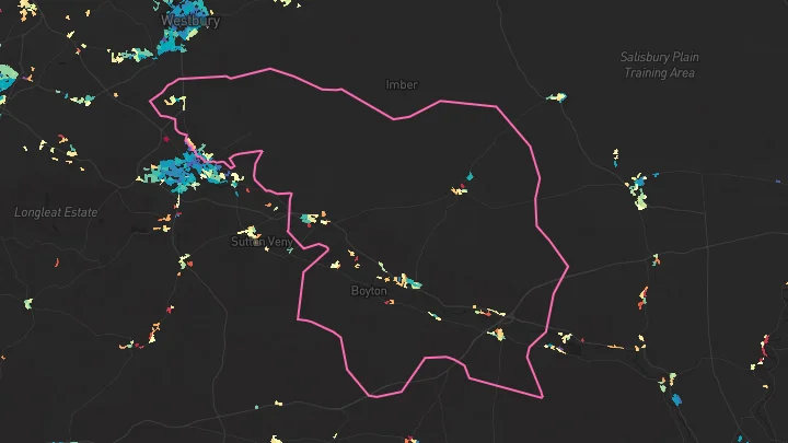 House price heatmap showing property values across Codford