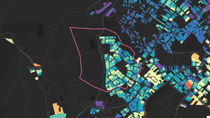House price heatmap showing property values across Westbury