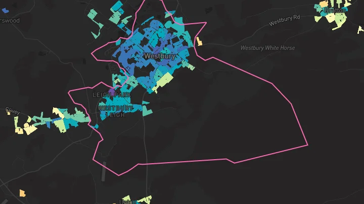 House price heatmap showing property values across Westbury
