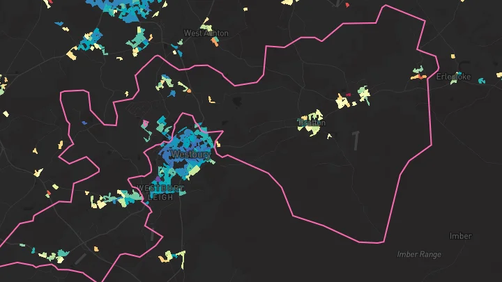 House price heatmap showing property values across Dilton Marsh