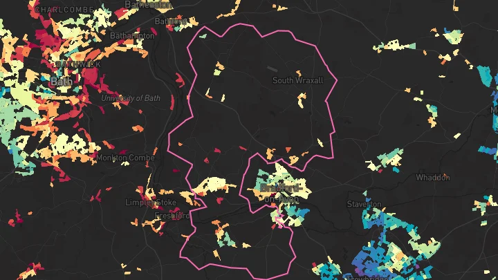 House price heatmap showing property values across Winsley