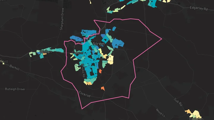 House price heatmap showing property values across Street
