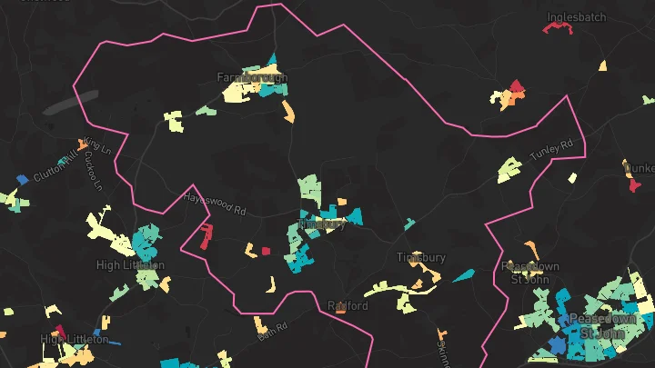 House price heatmap showing property values across Timsbury