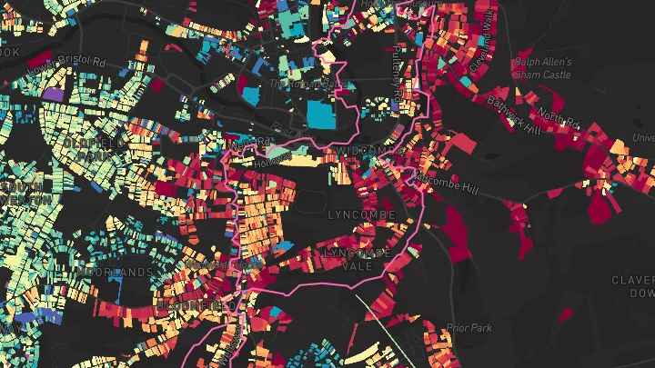 House price heatmap showing property values across Bath