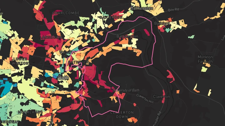 House price heatmap showing property values across Bath