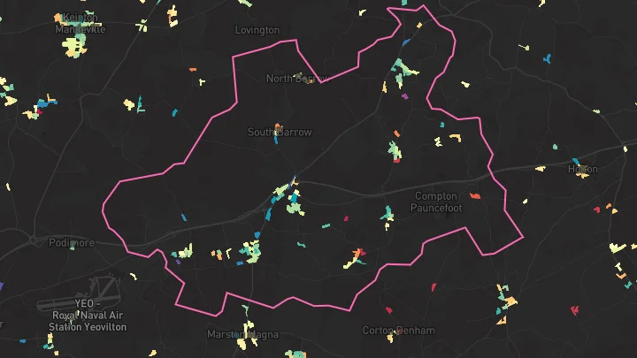 House price heatmap showing property values across Queen Camel