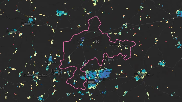 House price heatmap showing property values across Ilchester