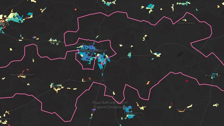 House price heatmap showing property values across Shepton Mallet