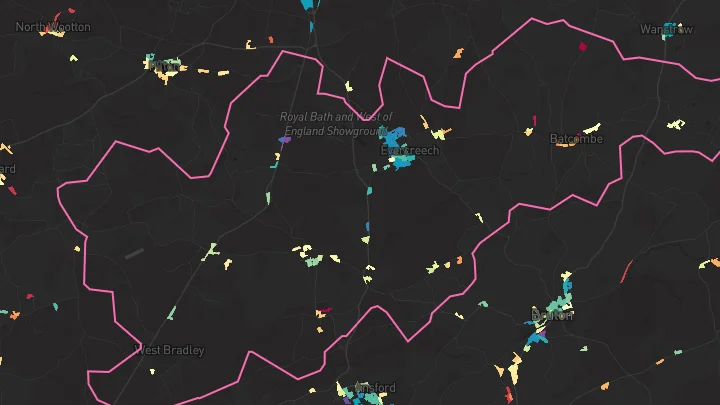 House price heatmap showing property values across Evercreech