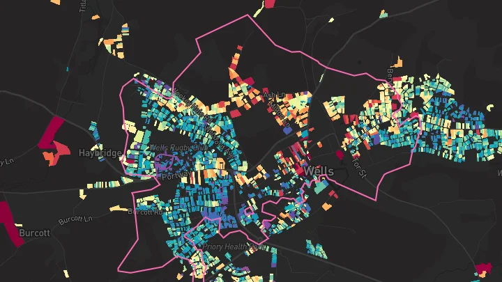 House price heatmap showing property values across Wells