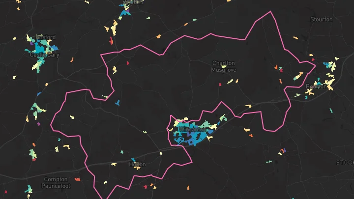 House price heatmap showing property values across Pen Selwood