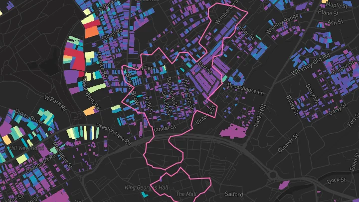 House price heatmap showing property values across Blackburn