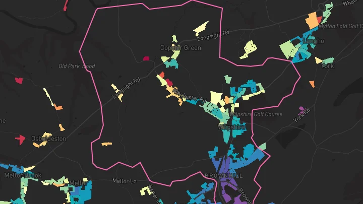House price heatmap showing property values across Wilpshire