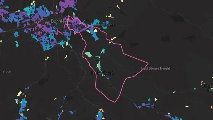House price heatmap showing property values across Burnley