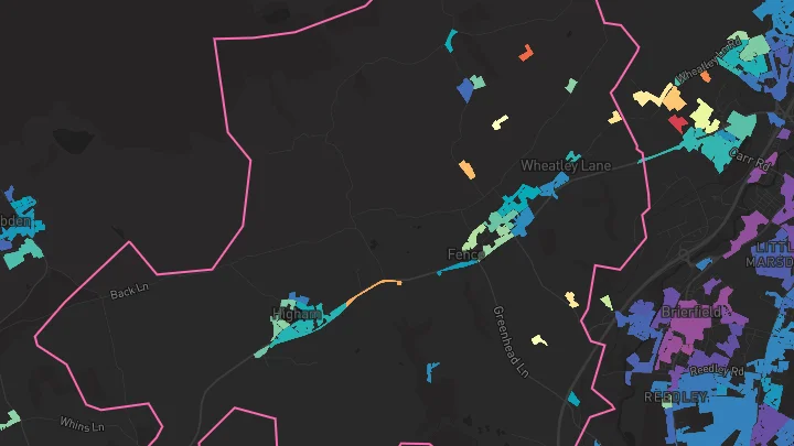 House price heatmap showing property values across Fence