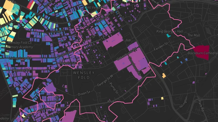 House price heatmap showing property values across Blackburn