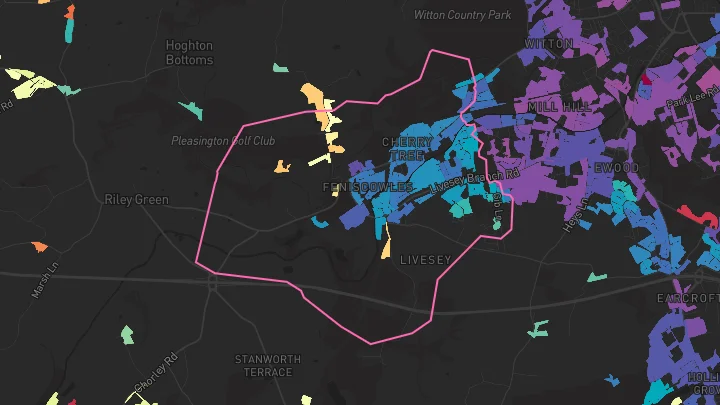 House price heatmap showing property values across Blackburn