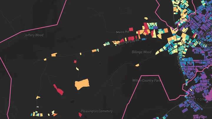 House price heatmap showing property values across Blackburn