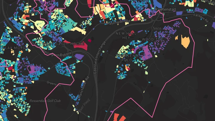House price heatmap showing property values across Haslingden
