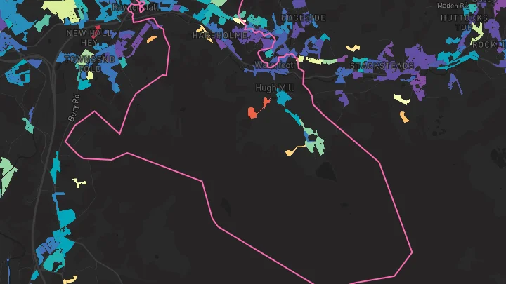 House price heatmap showing property values across Rawtenstall