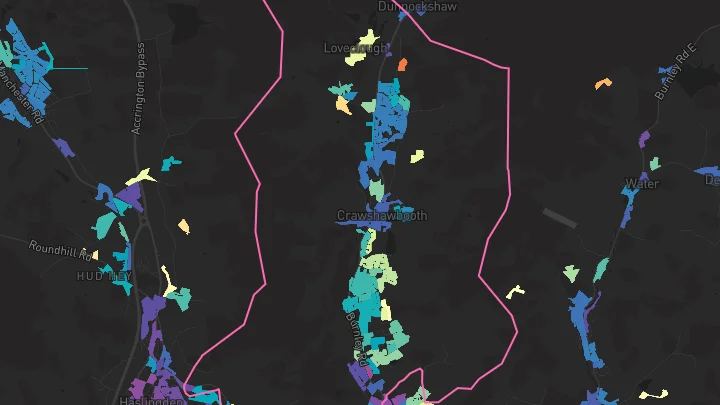 House price heatmap showing property values across Rawtenstall